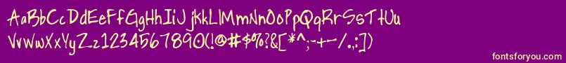 Handprinting Font – Yellow Fonts on Purple Background