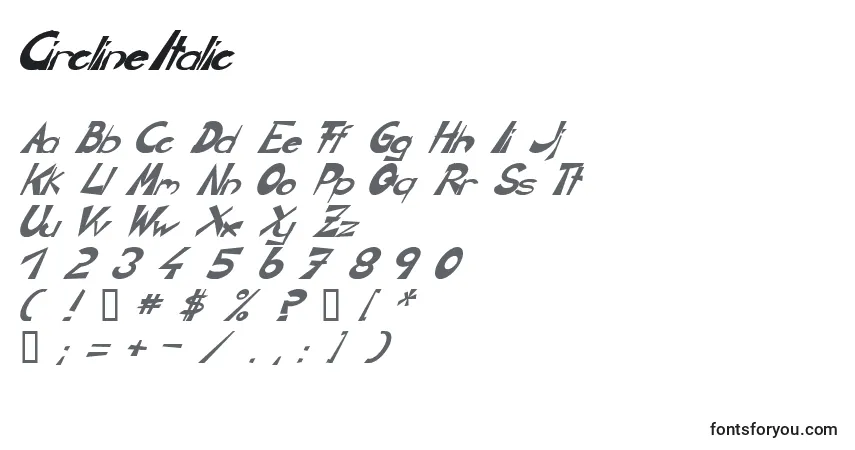 Police CirclineItalic - Alphabet, Chiffres, Caractères Spéciaux