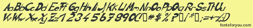 Шрифт CirclineItalic – чёрные шрифты на жёлтом фоне