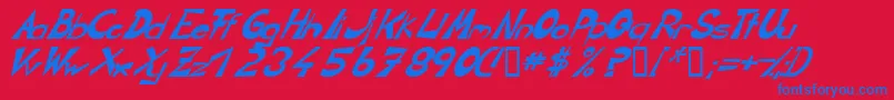 フォントCirclineItalic – 赤い背景に青い文字
