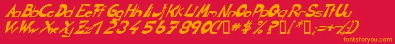 フォントCirclineItalic – 赤い背景にオレンジの文字