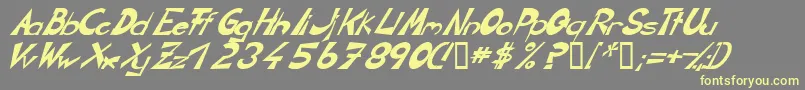 CirclineItalic-fontti – keltaiset fontit harmaalla taustalla