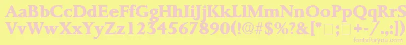 フォントProrenataDisplaySsi – ピンクのフォント、黄色の背景