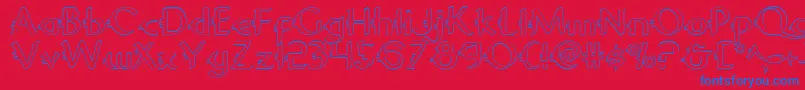 GypsyRoadOutline-Schriftart – Blaue Schriften auf rotem Hintergrund