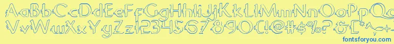 GypsyRoadOutline Font – Blue Fonts on Yellow Background