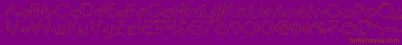 GypsyRoadOutline-Schriftart – Braune Schriften auf violettem Hintergrund