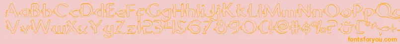 GypsyRoadOutline-Schriftart – Orangefarbene Schriften auf rosa Hintergrund