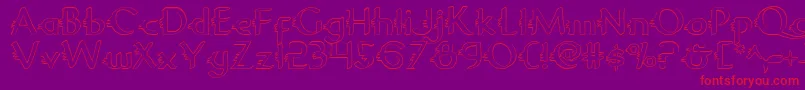 GypsyRoadOutline-Schriftart – Rote Schriften auf violettem Hintergrund