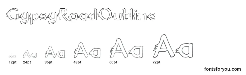 GypsyRoadOutline Font Sizes