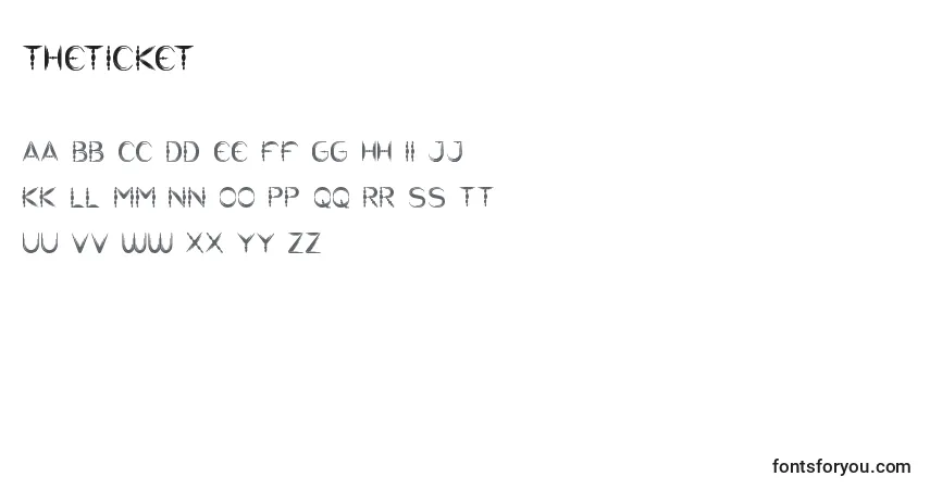 Schriftart TheTicket – Alphabet, Zahlen, spezielle Symbole