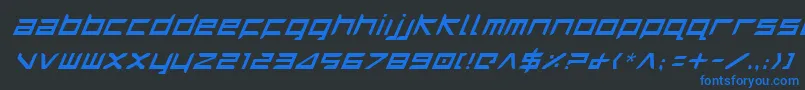 HarrierItalic-Schriftart – Blaue Schriften auf schwarzem Hintergrund