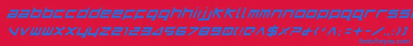 フォントHarrierItalic – 赤い背景に青い文字