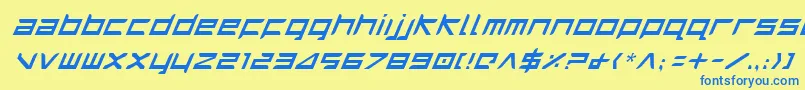 Fonte HarrierItalic – fontes azuis em um fundo amarelo