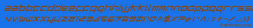 フォントHarrierItalic – 茶色の文字が青い背景にあります。