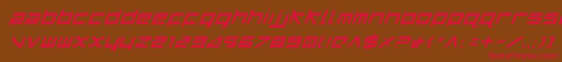 フォントHarrierItalic – 赤い文字が茶色の背景にあります。