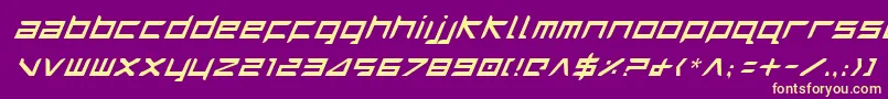 HarrierItalic-Schriftart – Gelbe Schriften auf violettem Hintergrund