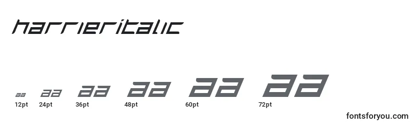 Размеры шрифта HarrierItalic