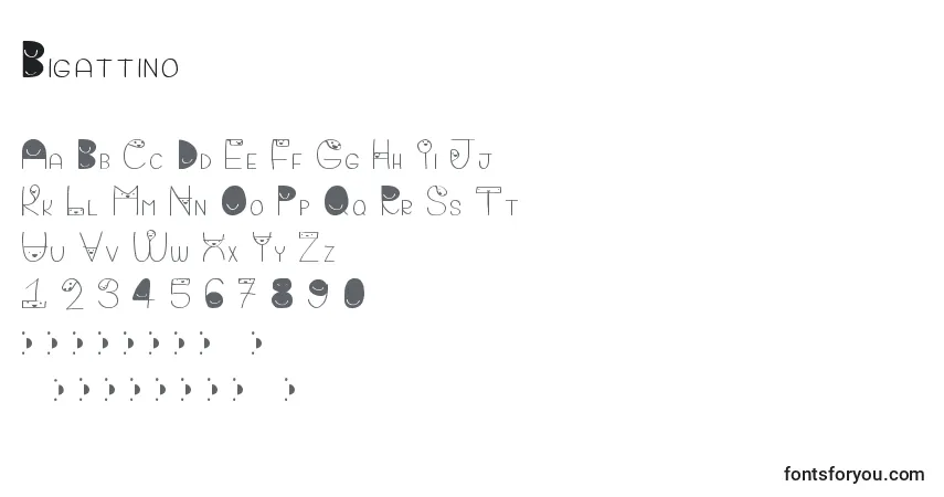 Schriftart Bigattino – Alphabet, Zahlen, spezielle Symbole