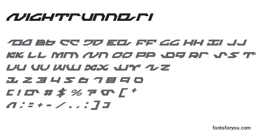 Шрифт Nightrunneri – алфавит, цифры, специальные символы