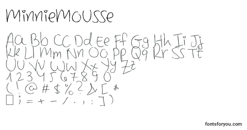 A fonte MinnieMousse – alfabeto, números, caracteres especiais
