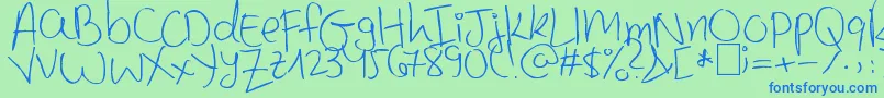 MinnieMousse-fontti – siniset fontit vihreällä taustalla
