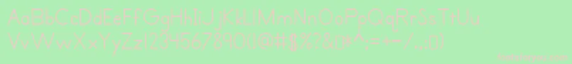Primerprint Regular-fontti – vaaleanpunaiset fontit vihreällä taustalla
