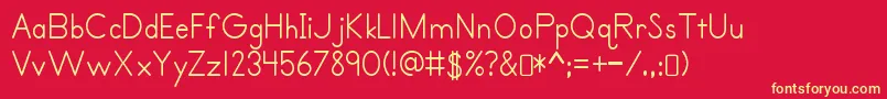 Primerprint Regular-fontti – keltaiset fontit punaisella taustalla