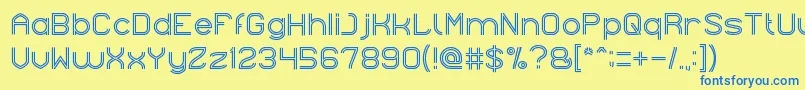 フォントNextCentury – 青い文字が黄色の背景にあります。