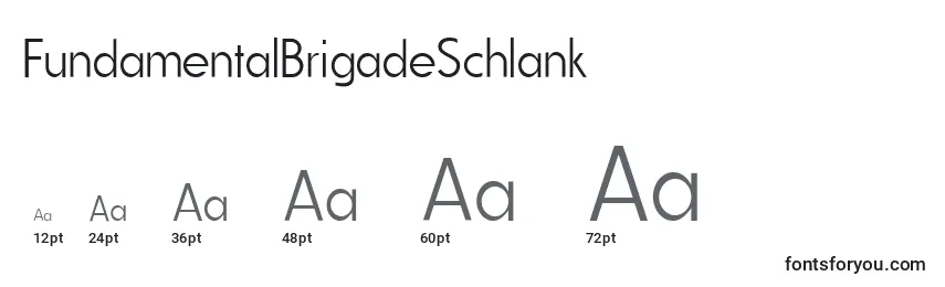 Размеры шрифта FundamentalBrigadeSchlank