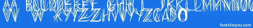 SeedsOfYesterday-Schriftart – Weiße Schriften auf blauem Hintergrund