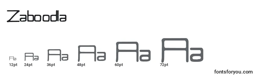 Размеры шрифта Zaboodla