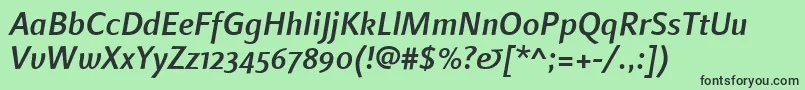 フォントLinotypefinneganosfMediumitalic – 緑の背景に黒い文字