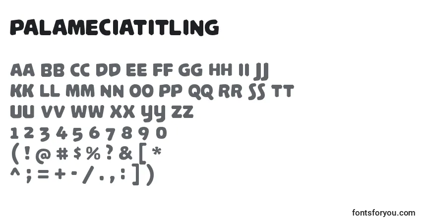PalameciaTitling-fontti – aakkoset, numerot, erikoismerkit