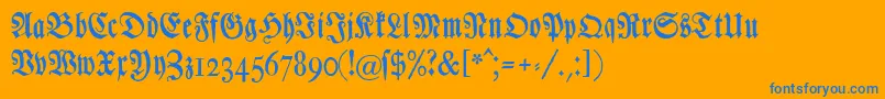 Chursaechsischefrakturunz1 Font – Blue Fonts on Orange Background