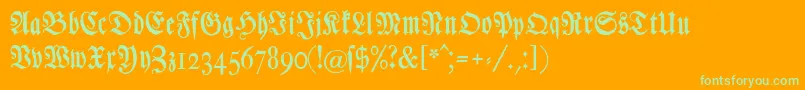 Шрифт Chursaechsischefrakturunz1 – зелёные шрифты на оранжевом фоне