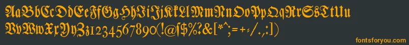 Шрифт Chursaechsischefrakturunz1 – оранжевые шрифты на чёрном фоне