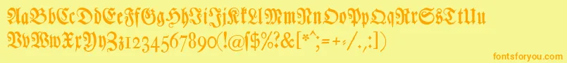 Chursaechsischefrakturunz1 Font – Orange Fonts on Yellow Background