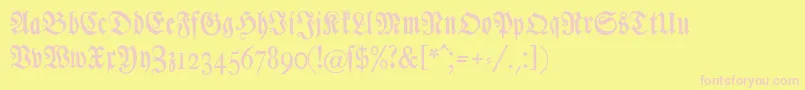 Fonte Chursaechsischefrakturunz1 – fontes rosa em um fundo amarelo