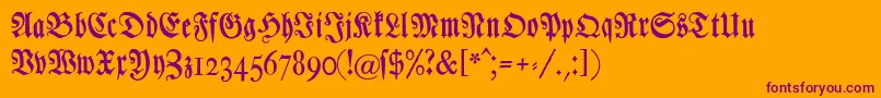 Chursaechsischefrakturunz1-fontti – violetit fontit oranssilla taustalla