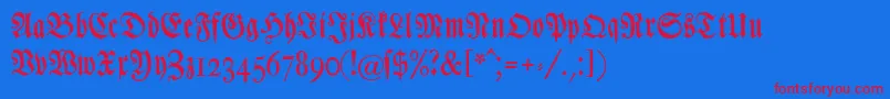 Czcionka Chursaechsischefrakturunz1 – czerwone czcionki na niebieskim tle