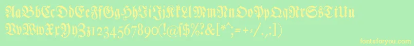 Chursaechsischefrakturunz1 Font – Yellow Fonts on Green Background