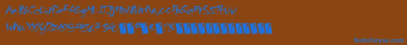 Czcionka Angrybeavers – niebieskie czcionki na brązowym tle