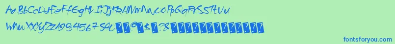 Angrybeavers-Schriftart – Blaue Schriften auf grünem Hintergrund