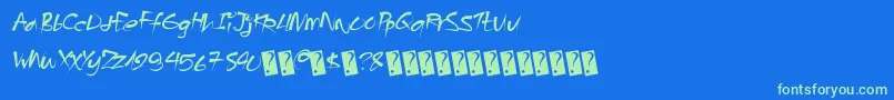 Angrybeavers-Schriftart – Grüne Schriften auf blauem Hintergrund