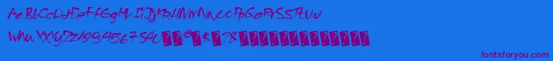 Angrybeavers Font – Purple Fonts on Blue Background