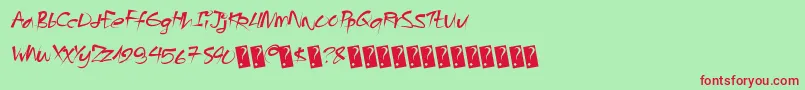 Angrybeavers-Schriftart – Rote Schriften auf grünem Hintergrund