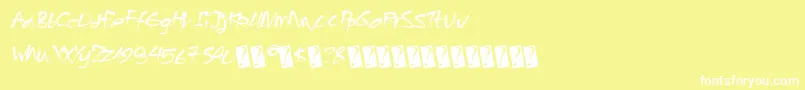 Angrybeavers-Schriftart – Weiße Schriften auf gelbem Hintergrund