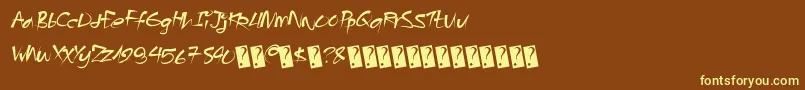 Angrybeavers-Schriftart – Gelbe Schriften auf braunem Hintergrund