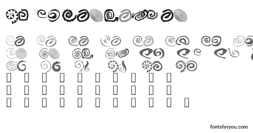 Czcionka Xspiralmental – alfabet, cyfry, specjalne znaki