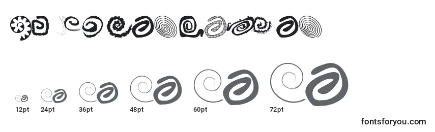 Größen der Schriftart Xspiralmental